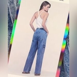 Simple Society Cargo  straight high denim Jeans SZ 9/29